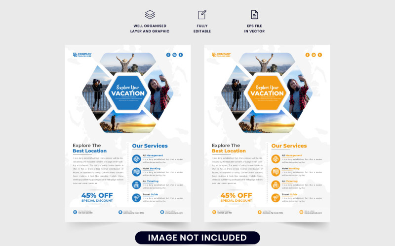 Travel agency promotional template vector design Corporate Identity