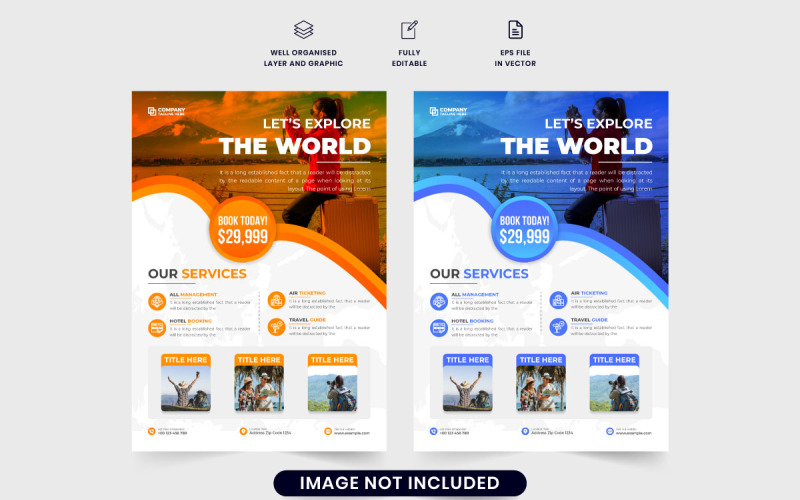 Travel business promotion flyer vector Corporate Identity