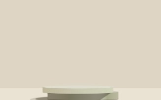 Two plain color circular podium stage and light brown background 3d rendering