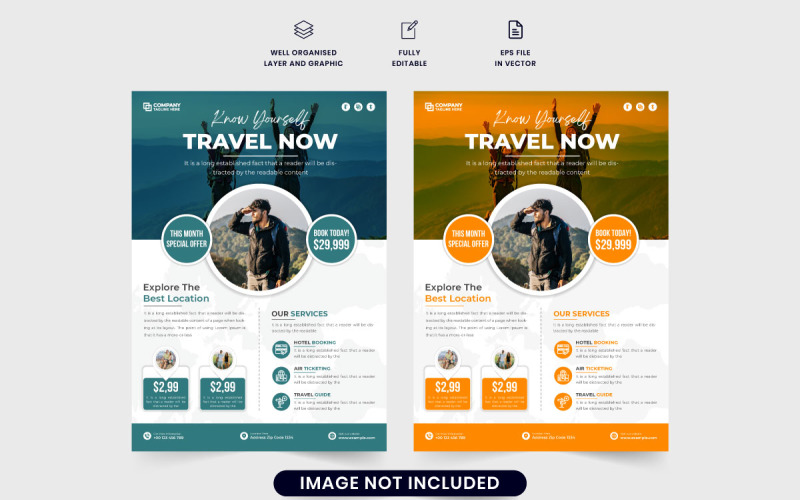 Vacation planner marketing flyer vector Corporate Identity