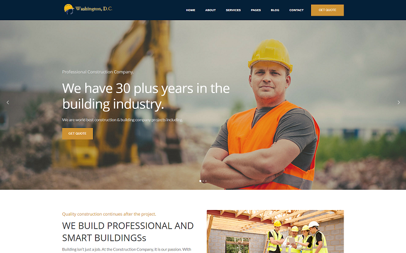 Washington - Construction Company, Building Company Template Website Template