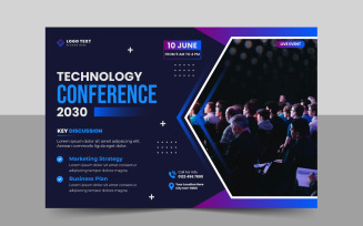 Business technology conference flyer and event invitation banner template design