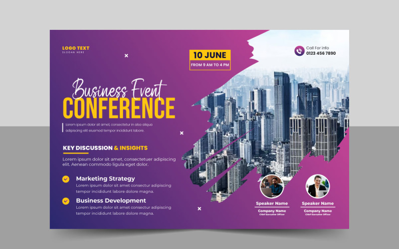 Creative Business technology conference flyer template and event invitation banner layout design Corporate Identity