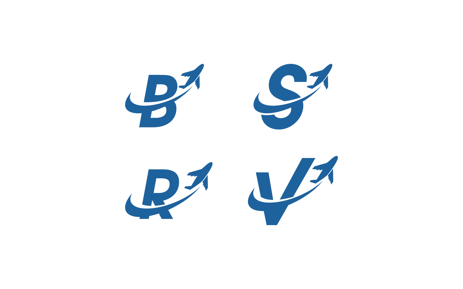 Set di aereo aereo con modello vettoriale del logo della lettera iniziale