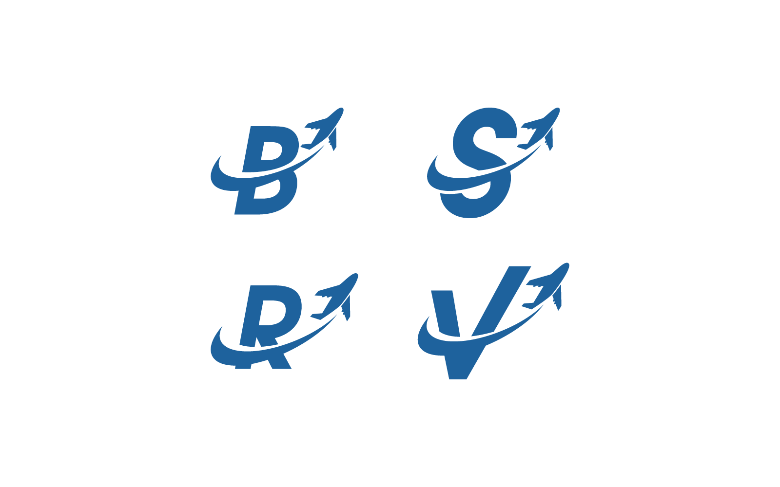 Set Of Air Plane with initial letter logo vector template