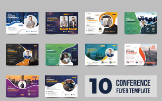 Technology conference flyer template set and Business webinar event invitation banner layout design