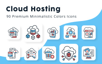 Cloud Hosting Color Icons