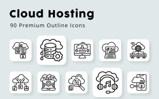 Cloud Hosting Outline Icons