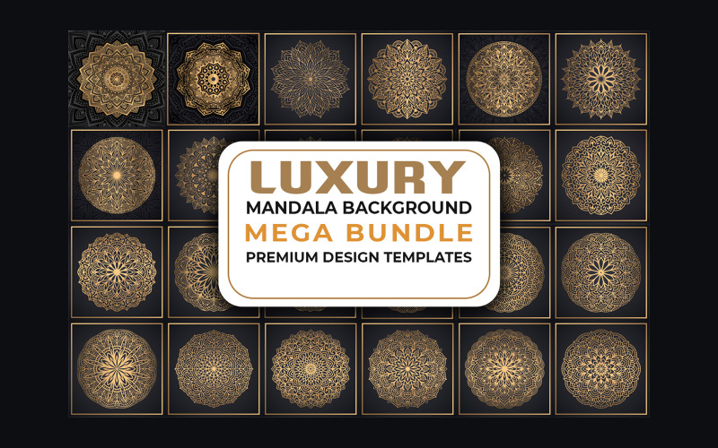 Luxury Mandala Background For Invitation Card Mega Bundle Vector Graphic