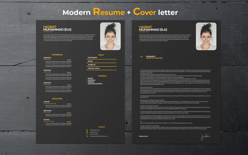 Professional Resume Modern Resume Unique Resume Resume Template
