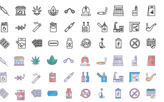 Tobacco Nature & Drugs Vector Icons