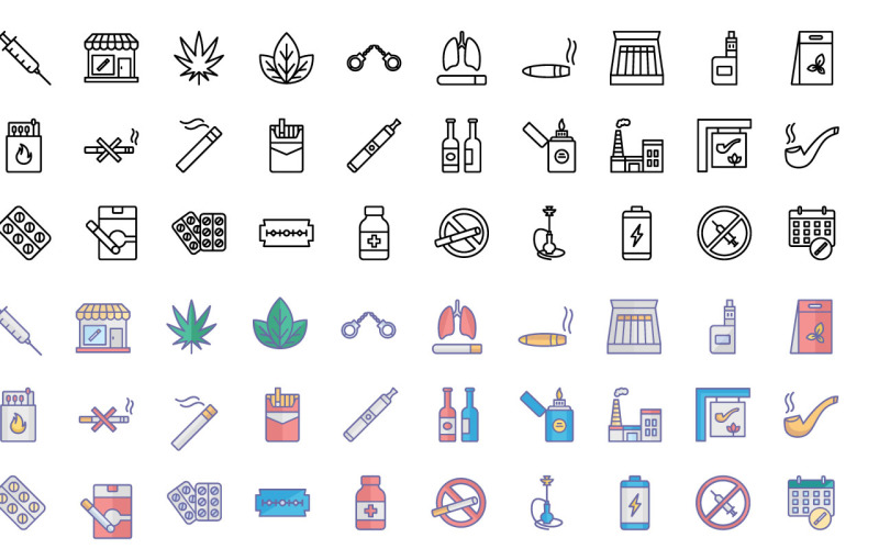 Tobacco Nature and Drugs Vector Icons | AI | EPS | SVG Icon Set