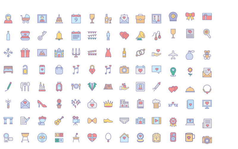 Wedding Vector Icons Pack | AI | EPS | SVG Icon Set