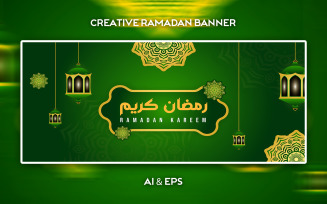 Creative Ramadan Mubarak Vector Banner Design Template