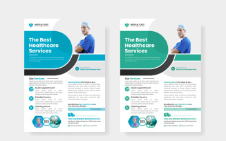 healthcare square flyer or banner vector with doctor theme