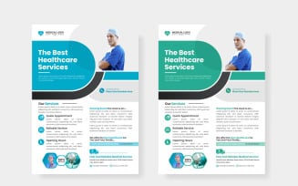 healthcare square flyer or banner vector with doctor theme