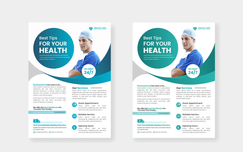 healthcare square flyer or banner with doctor theme vector design idea Illustration