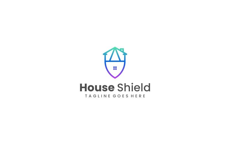 House Shield Line Art Logo Logo Template