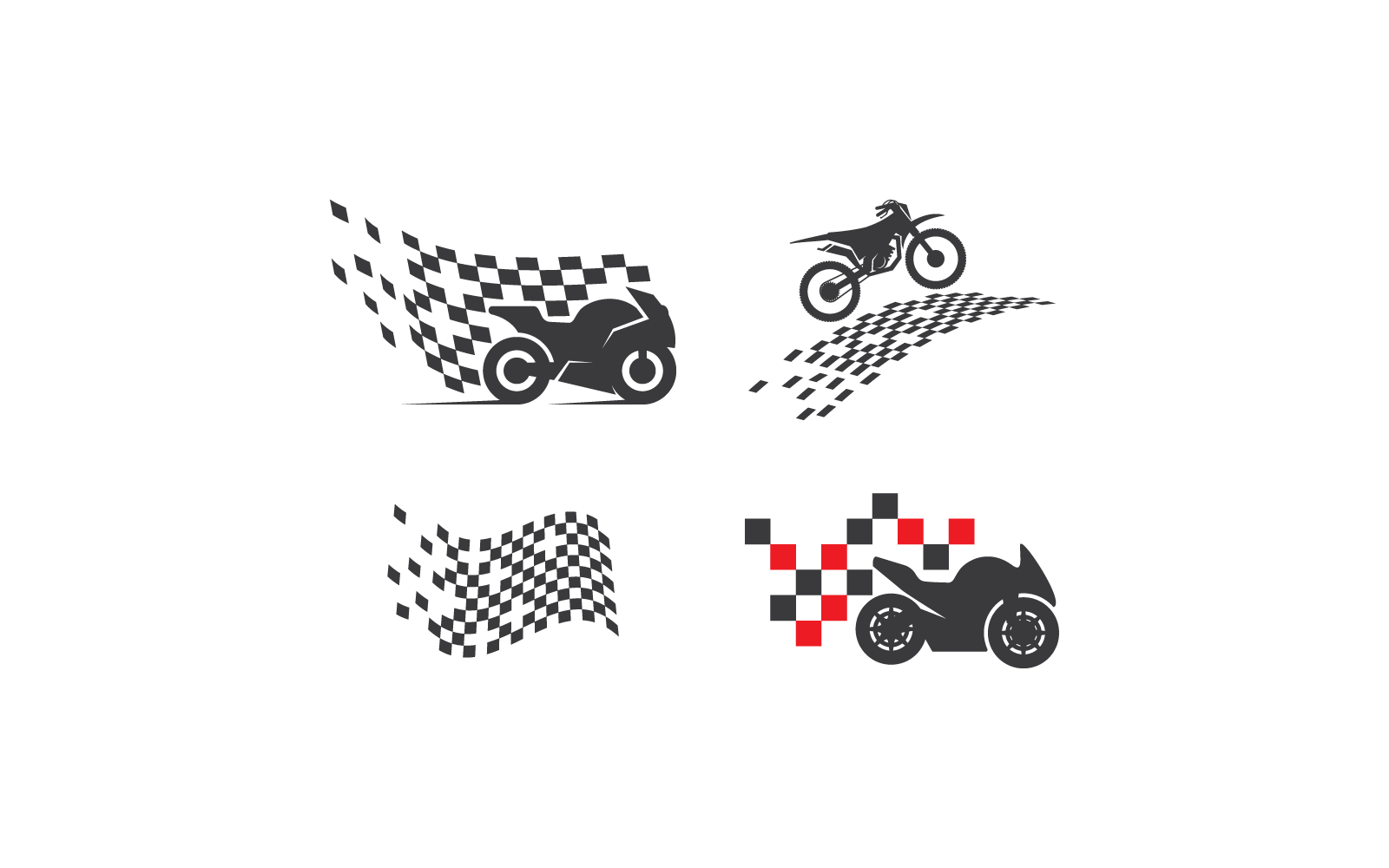 Conjunto de vetores de design plano de logotipo de esporte de motocicleta