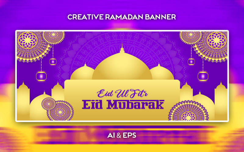 Minimalist Eid-Ul-Fitr Mubarak Vector Banner Design Corporate Identity
