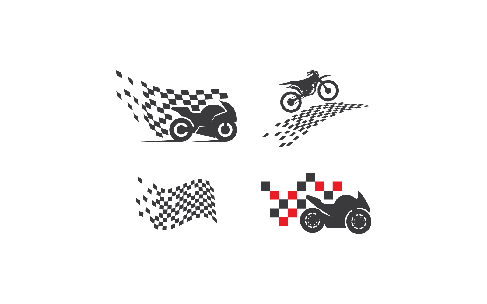 Motorkerékpár sport logó lapos kivitel vektor halmaza