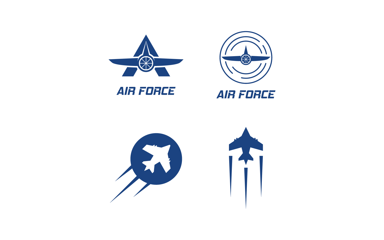 Набор векторного дизайна военного логотипа самолета ВВС