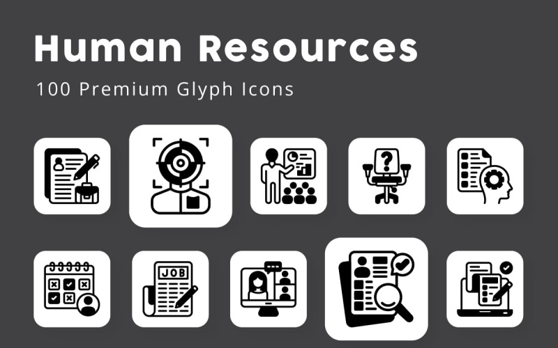 Human Resources Glyph Icons Icon Set