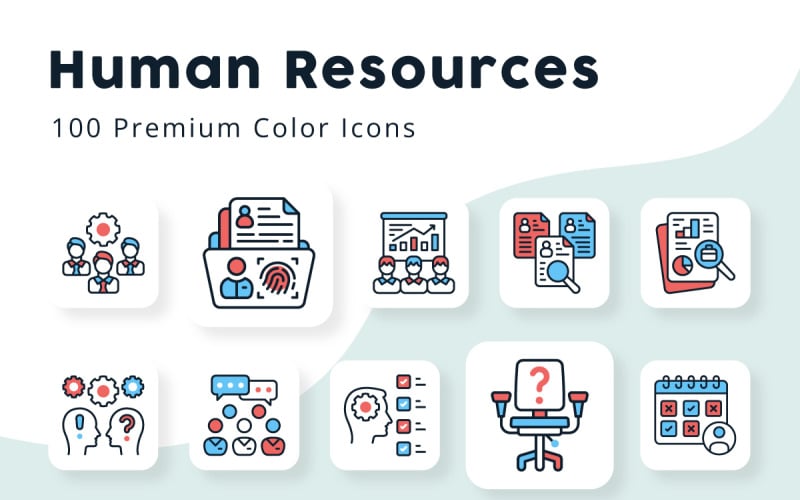 Human Resources Minimal Color Icons Icon Set