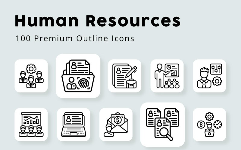 Human Resources Outline Icons Icon Set