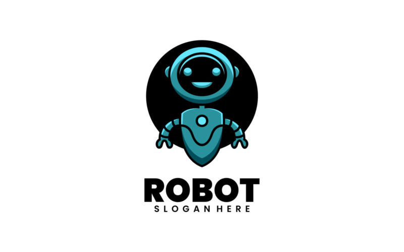Robot Simple Mascot Logo Style Logo Template