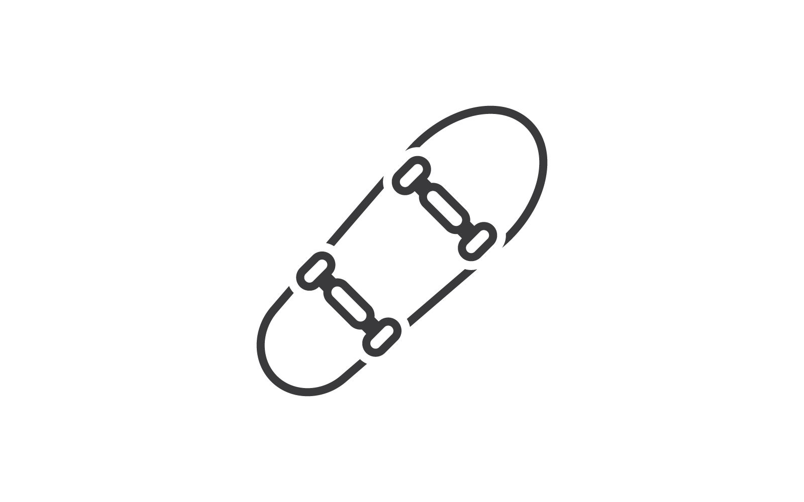 Flaches Design des Skateboardikonen-Illustrationsvektors ist das Logo und die Ikone für Sportskaterunterhaltung