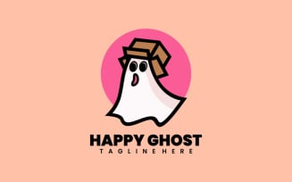 Happy Ghost Cartoon Logo Design