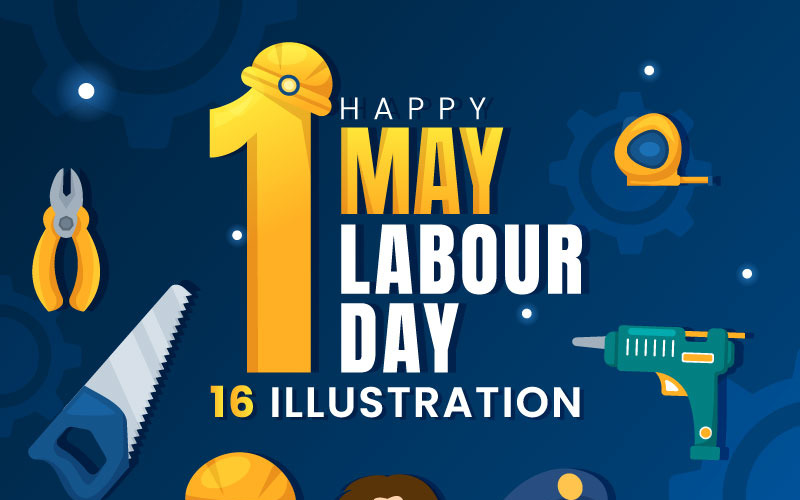 16 Happy Labor Day Vector Illustration