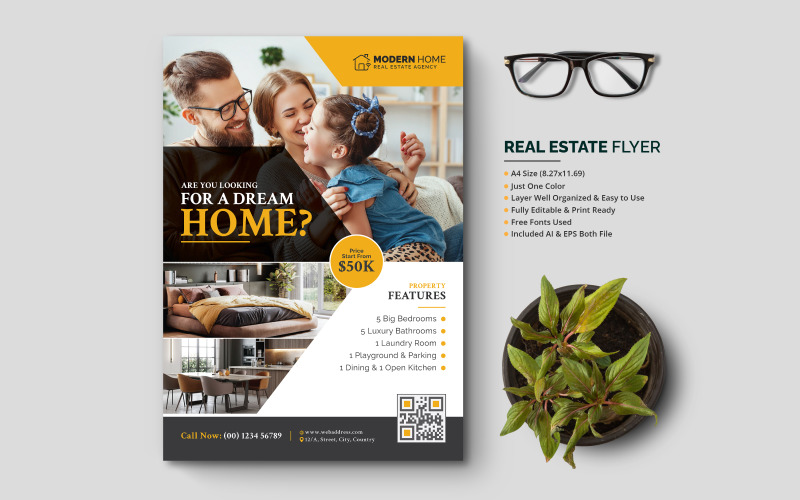 Real Estate Flyer Design Layout Corporate Identity