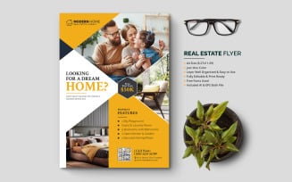 Real Estate Flyer, Unique Abstract A4 Real Estate Flyer Leaflet Booklet or Pamphlet Design Vector
