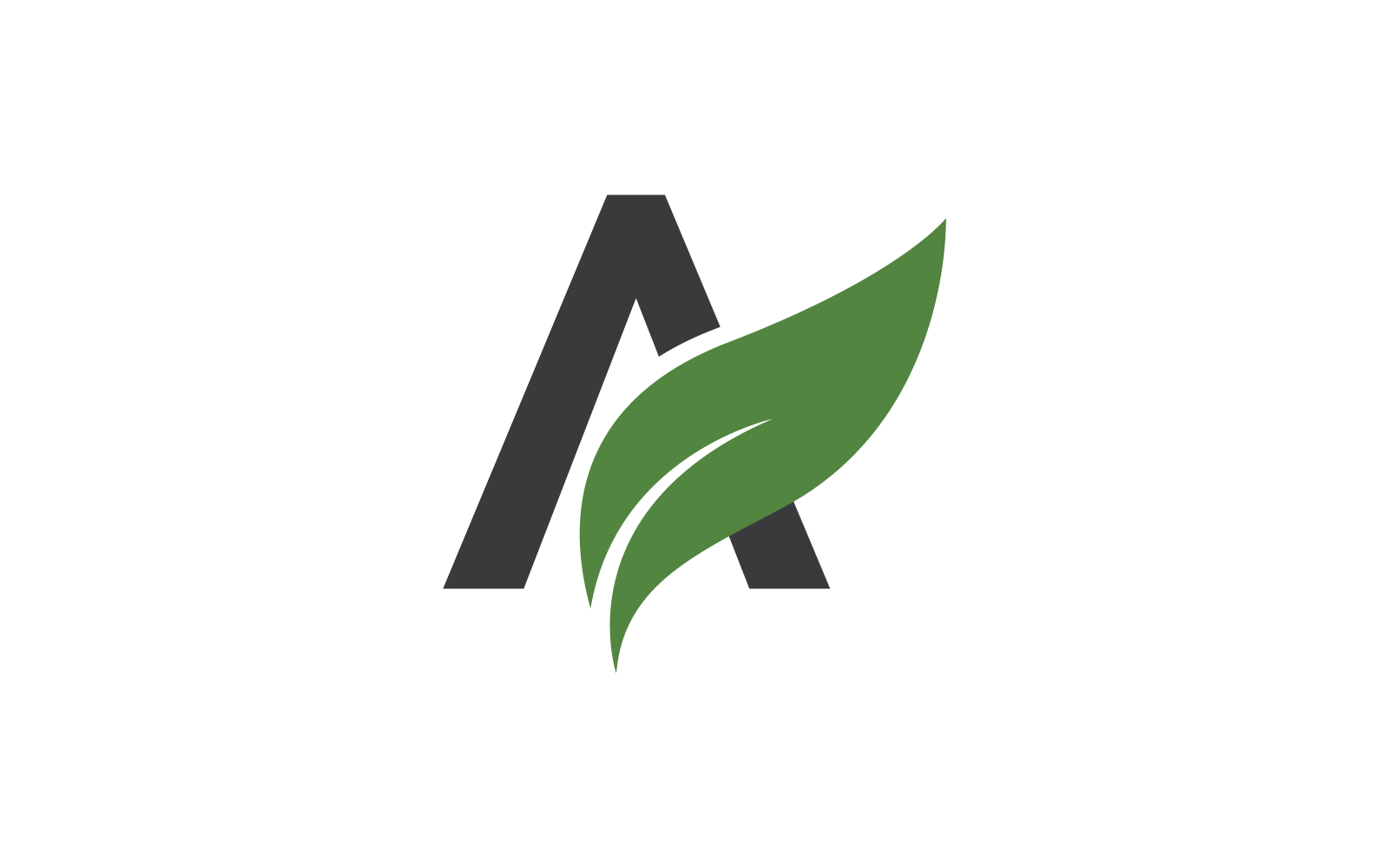A Initial letter with green leaf logo vector fllat design