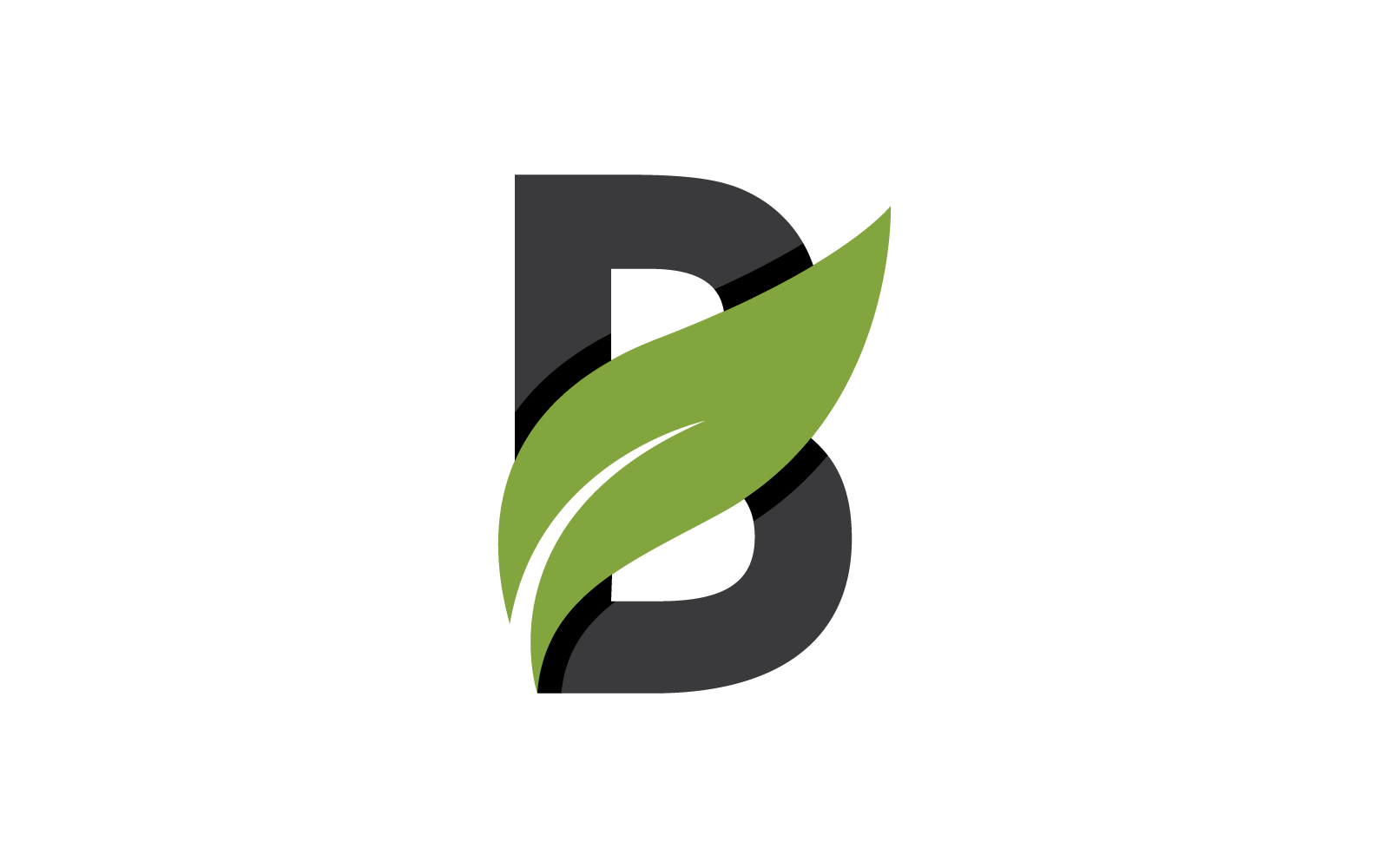 B Initial letter with green leaf Logo Template