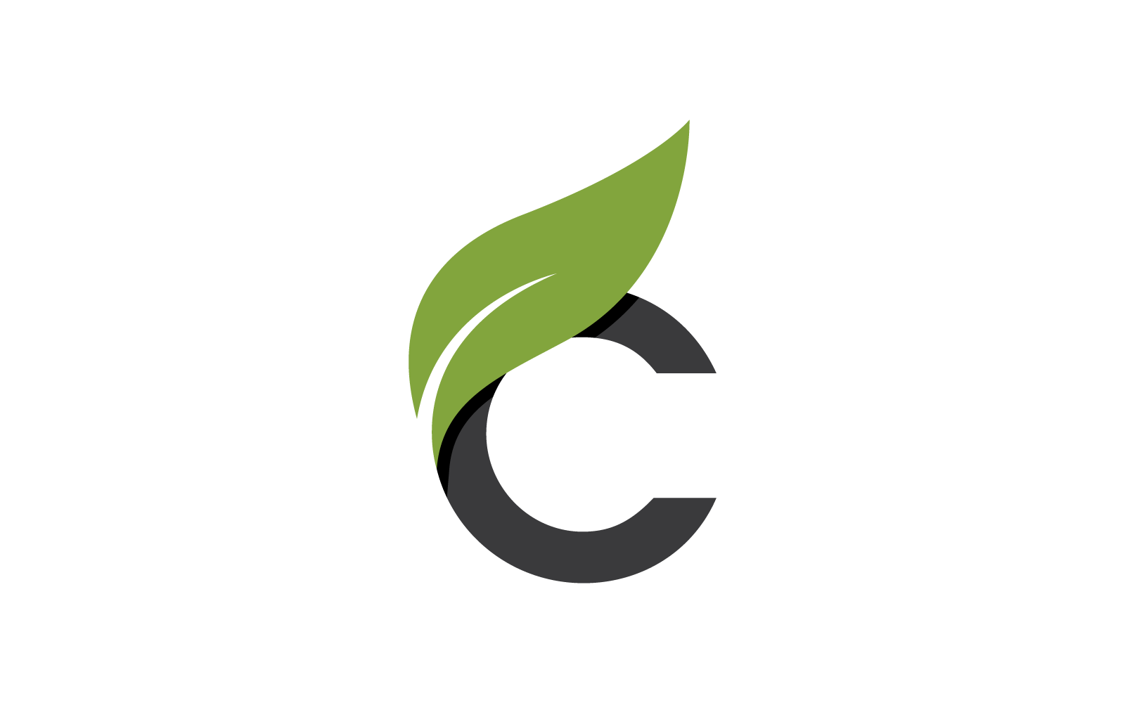 C Initial letter with green leaf Logo Template