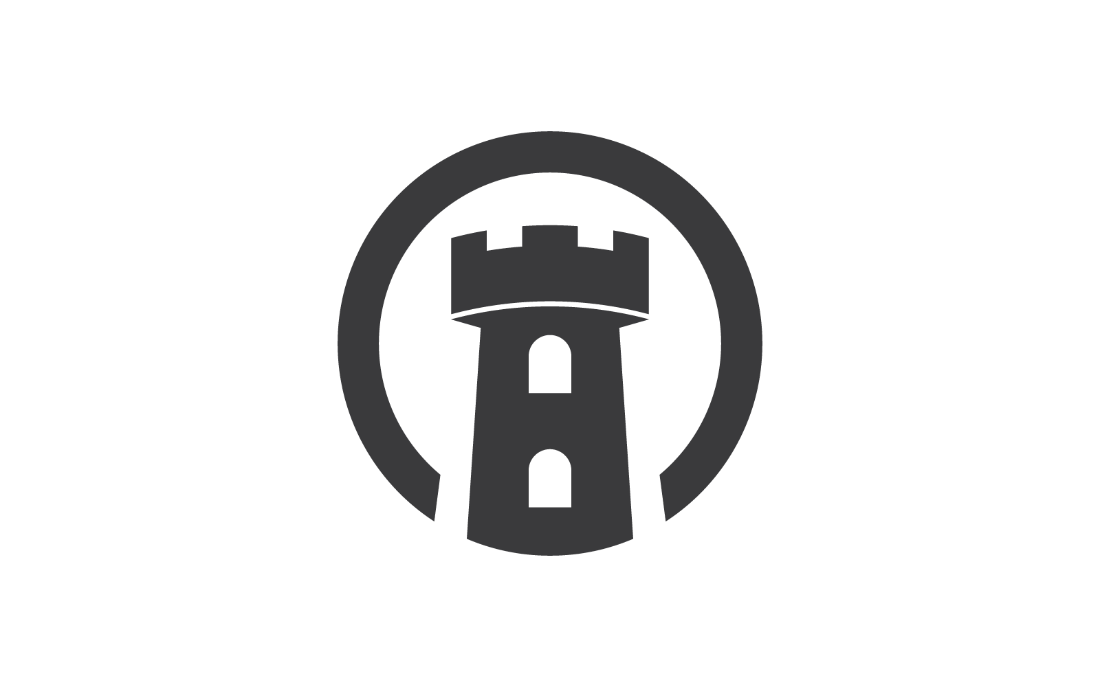 Černý hrad ilustrace logo vektorové plochý design šablony
