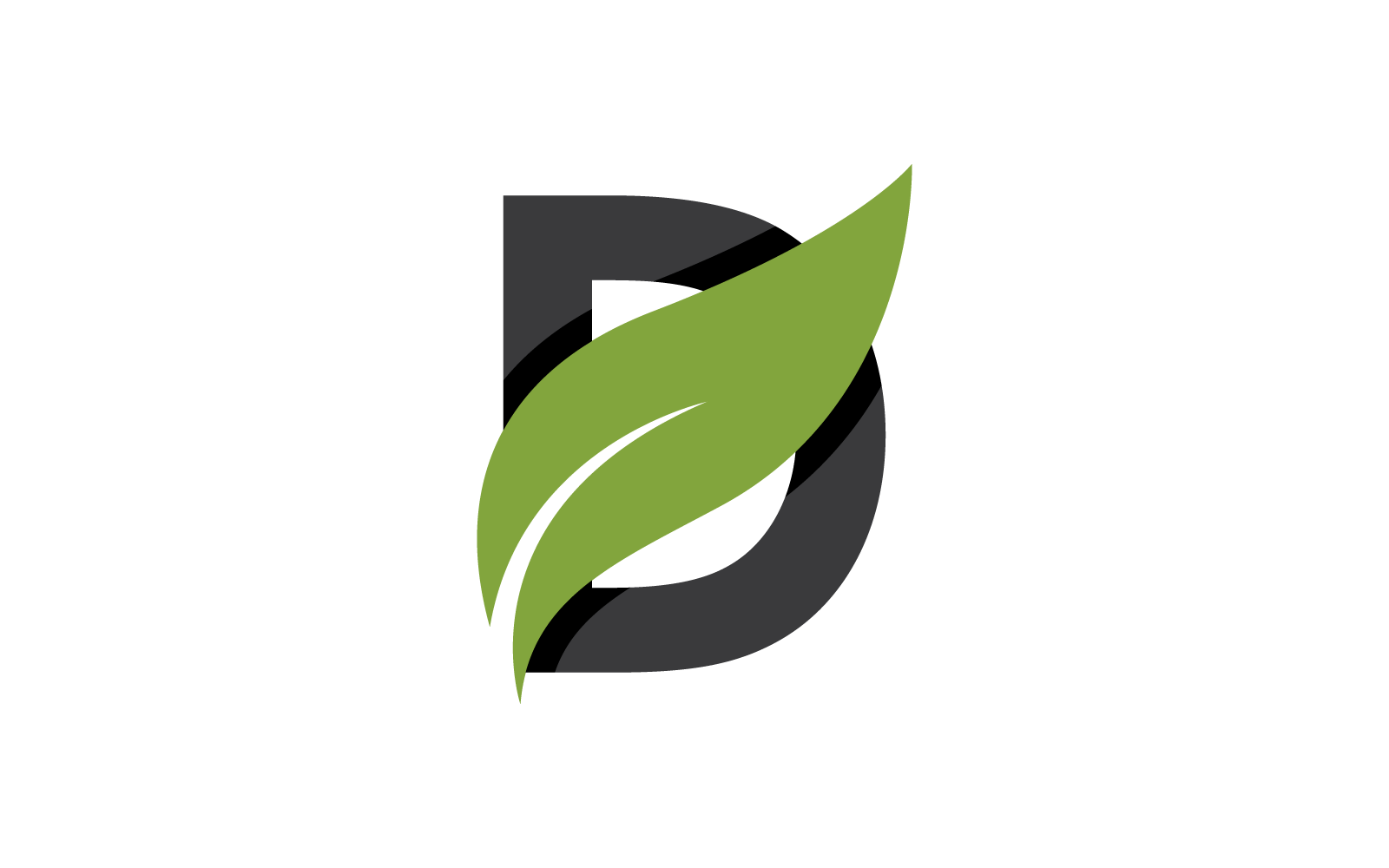 D Initial letter with green leaf logo