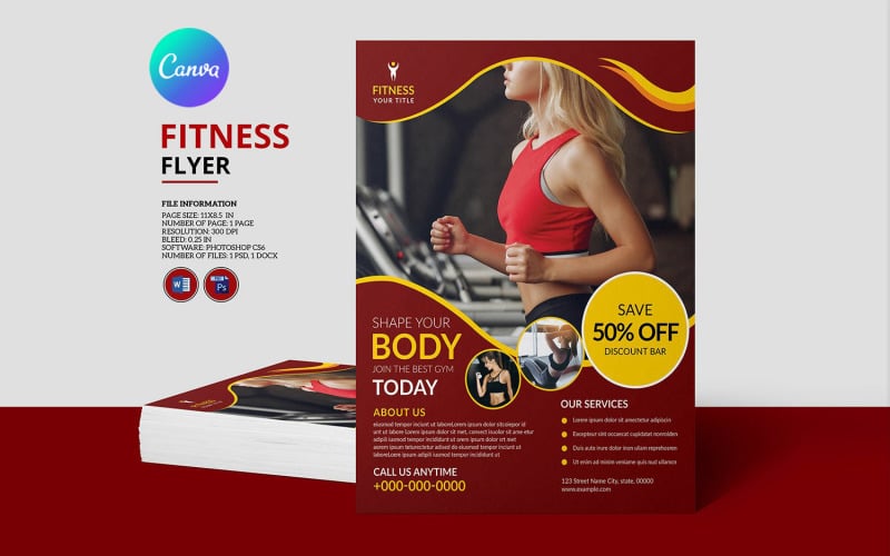 Gym Fitness Club Flyer Template Corporate Identity
