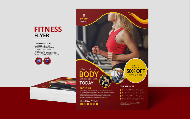 Gym Fitness Club Flyer Template Corporate Identity