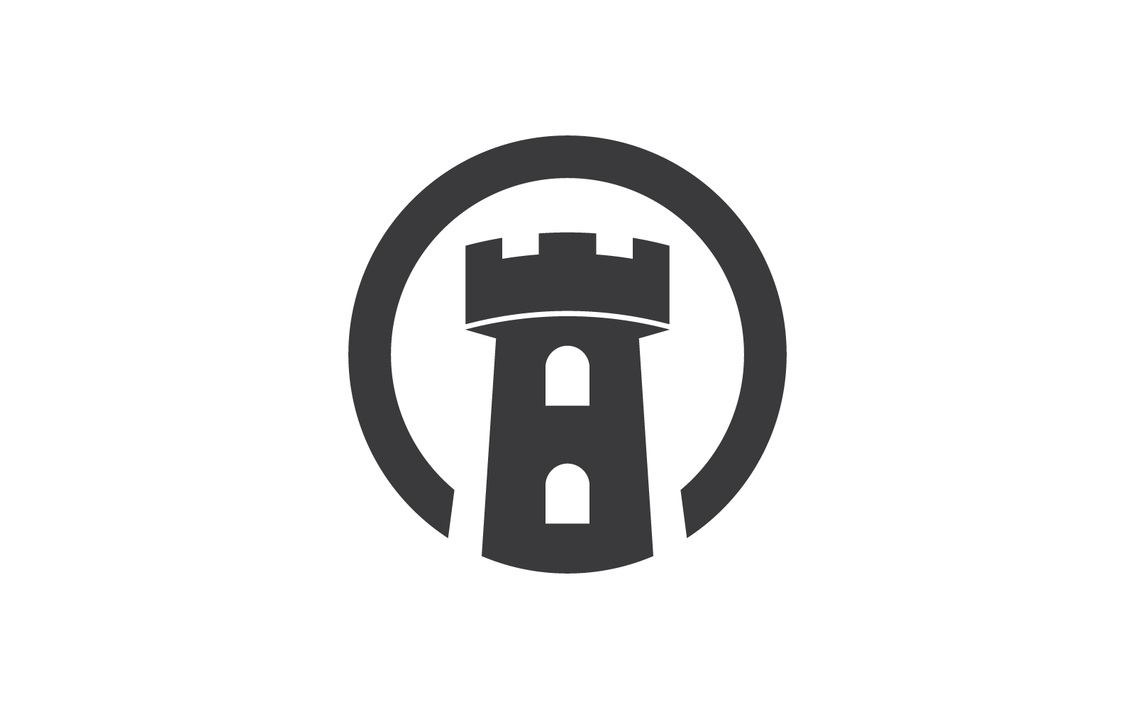 Modelo de design plano de vetor de logotipo de ilustração de castelo preto