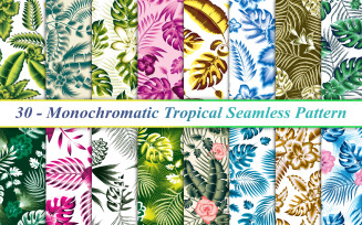 Monochromatic Tropical Seamless Pattern, Tropical Seamless Pattern, Exotic Seamless Pattern