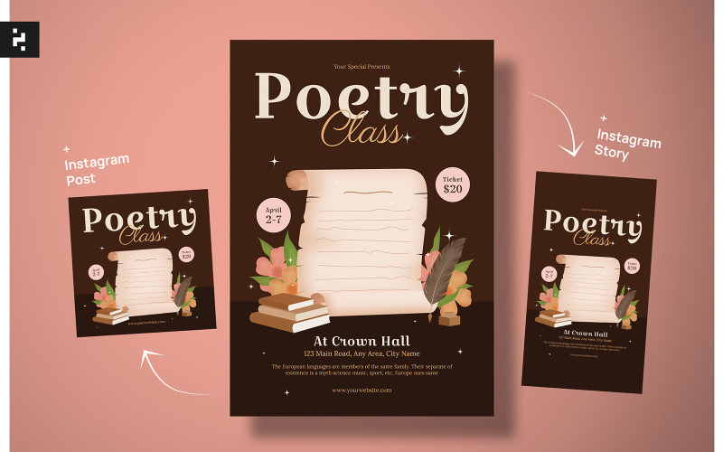 Poetry Class Flyer Template Corporate Identity