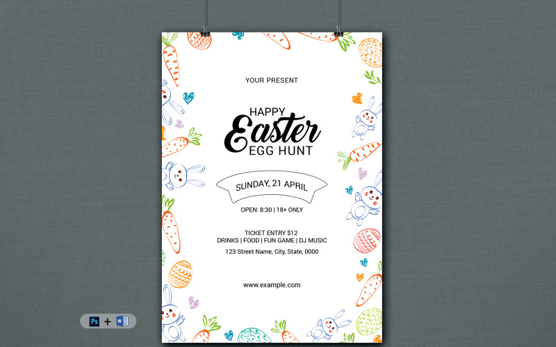 Printable Easter Party Invitation Flyer Template Corporate Identity