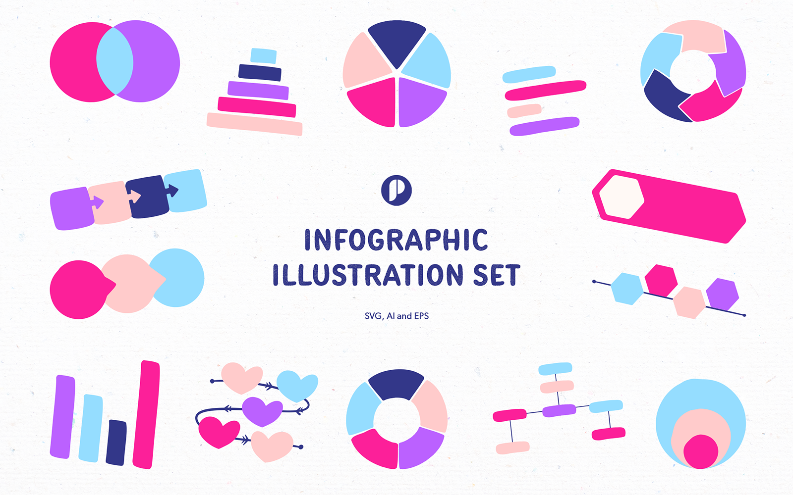 Colorful simple infographic illustration set