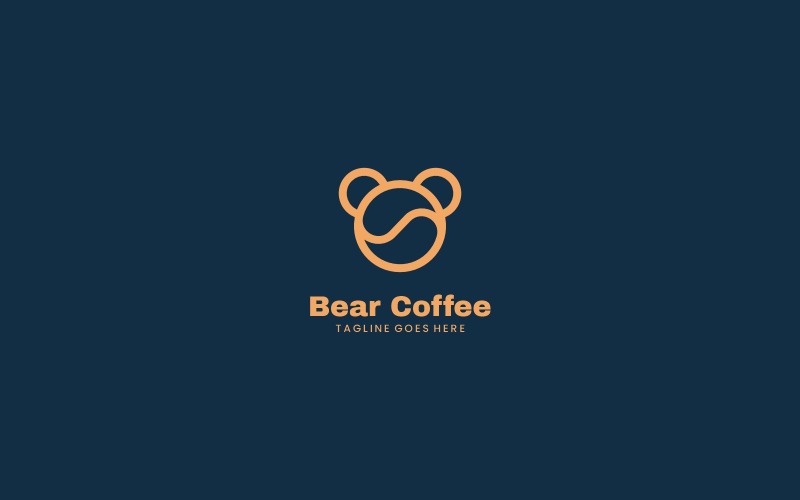 Bear Coffee Line Art Logo Logo Template