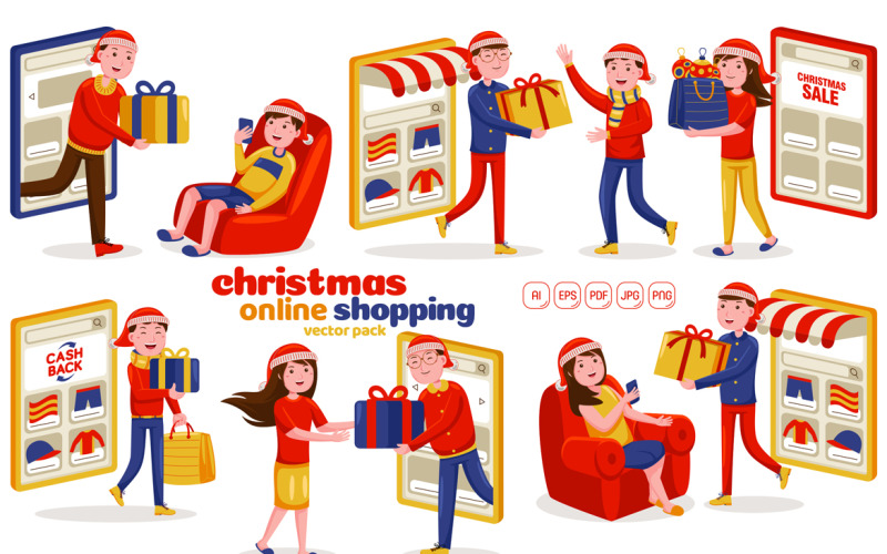 Christmas Online Shopping Vector Pack Vector Graphic