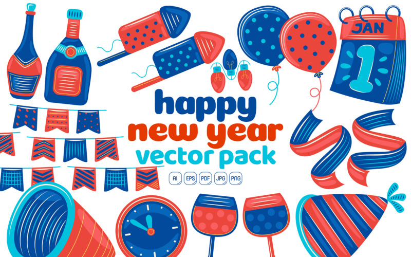 Happy New Year Vector Super Pack #01 Vector Graphic